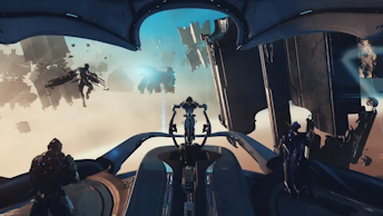 Photo du Railjack et d'un équipage